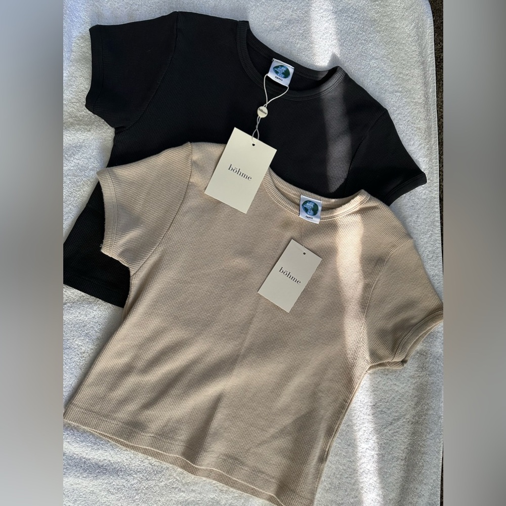 Bohme Sami waffle knit crop tops